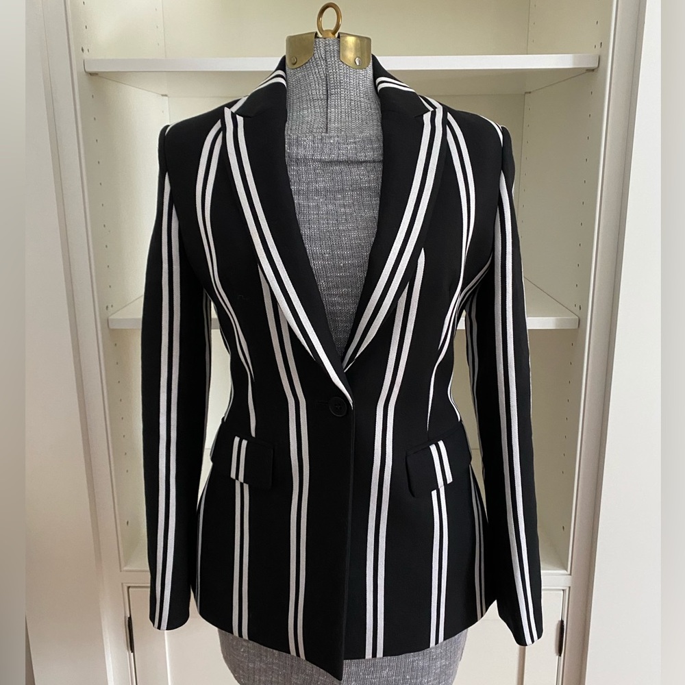 Maje Black and White striped blazer